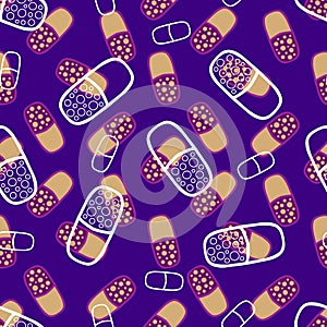 Medicine pills seamless doctors care pattern for wrapping paper and linens and fabrics and medicaments packaging