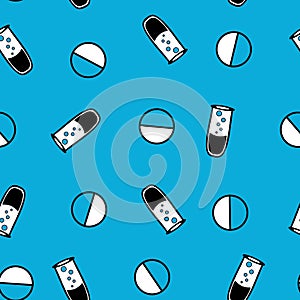 Medicine pills seamless doctors care pattern for wrapping paper and linens and fabrics and medicaments packaging