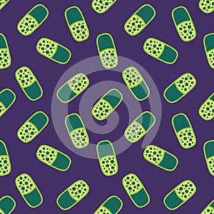 Medicine pills seamless doctors care pattern for wrapping paper and linens and fabrics and medicaments packaging