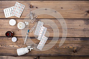 Medicine setup. Syringe and ampule