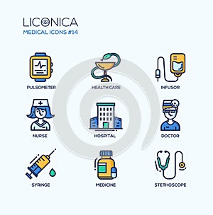 Medicine - thin line design icons, pictograms