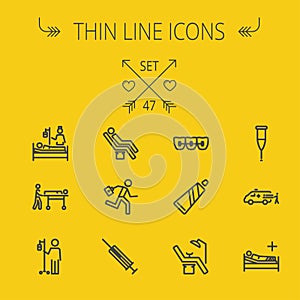 Medicine thin line icon set