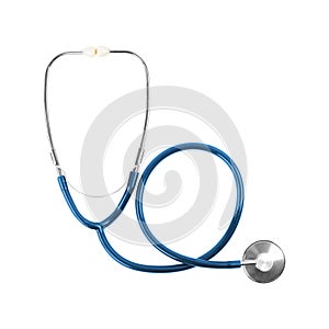 Medicine - Top view blue stethoscope isolated