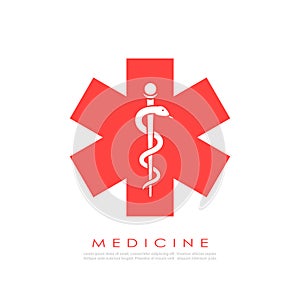 Medicine vector logo with snake photo