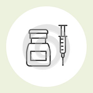 Medicine vial and syringe icon - botox injections and vaccination