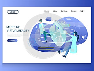 Medicine virtual reality vector website landing page design template