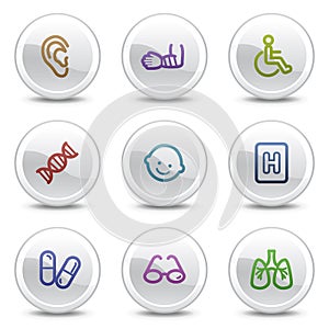 Medicine web colour icons set 2, circle buttons