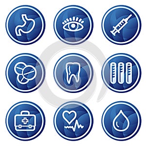 Medicine web icons, blue circle buttons series