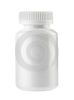 Medicine white pill bottle isolated without shadow clipping path - photography photo