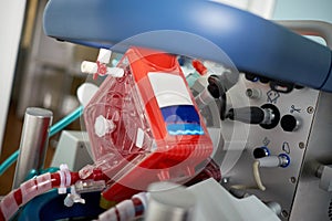 Medicine. Working ecmo machine in intensive care department. Closeup