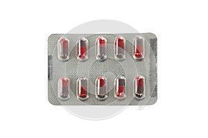 Medicines in blister packs isolated on white background