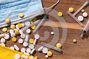 Medicines, pills for treatment, respirators, syringes,