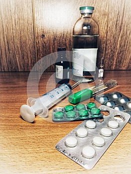 medicines syringe pills medicine bottles vaccination
