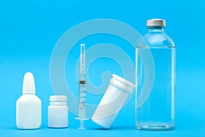 Medicines for the treatment of diseases in plastic bottles.