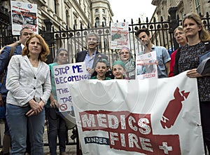 Medics Under Fire. Rally in Trafalgar Square.