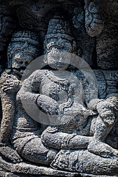 Medidating and sitting Stone carving at Borobudur