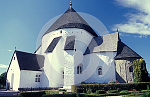 Medieaval round church in Osterlars in Bornholm island