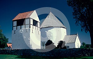 Medieaval round church in Osterlars in Bornholm island