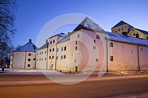 Medieval Abo Castle on a winter night. Turku, Finland