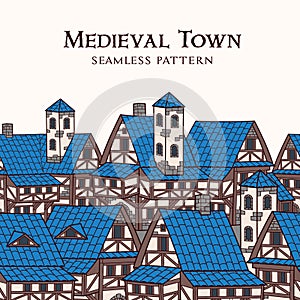 Medieval ancient city. Seamless pattern.
