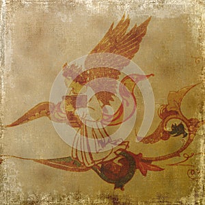 Medieval Angel spirit scroll - Grungy background