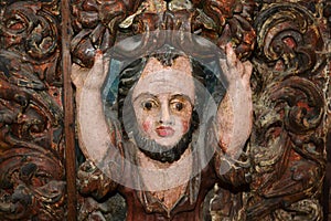 Medieval Antique carved wood man image