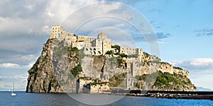 Panorama of medieval Aragonese castle, Ischia island - Italy