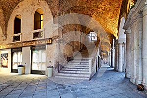 Medieval arcade in Piazza dei Signori. Vicenza, Veneto, Italy