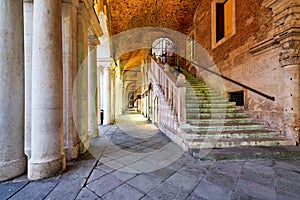 Medieval arcade in Piazza dei Signori. Vicenza, Veneto, Italy