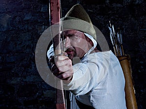 Medieval archer with a bow and arrows