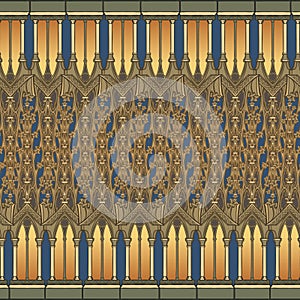 Medieval architectual elements Seamless pattern in a style of a medieval tapestry or illuminated manuscript.