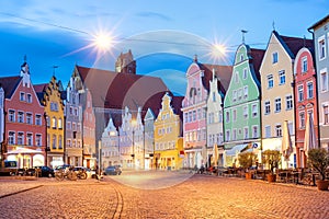 Medieval architecture in Landshut, Bavaria, Germany