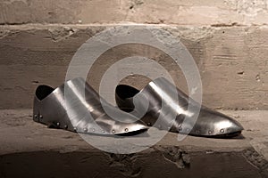 Medieval armor closeup portrait