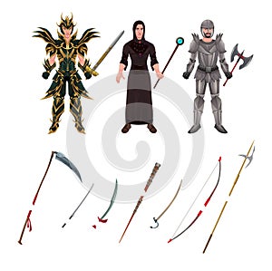 Medieval avatar with armors and weapons