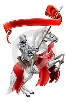 Medieval Banner Knight on Horse