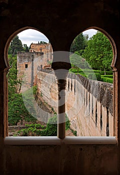 Medieval bastions seen through the castle window i