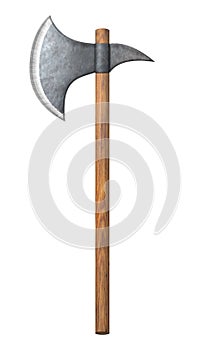 Medieval battle-axe isolated