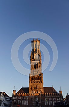 Medieval bell tower Belfry in Bruges, Belgium