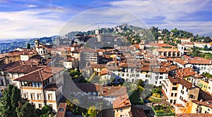 medieval Bergamo, old town, view . Lombardia, Italy