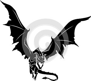 Medieval Black Dragon Fantasy, Flying Silhouette