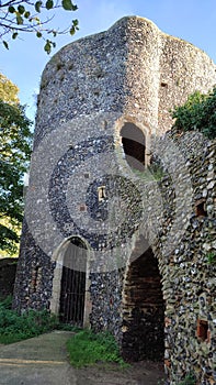 Medieval Black Tower and City Wall, Norwich, Norfolk, England, UK