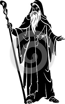 Medieval Black Wizard, Fantasy Character Illustration