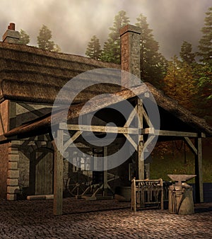 Medieval blacksmith house