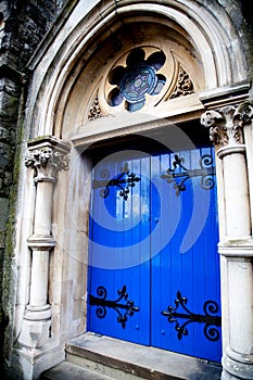 Medieval blue front door