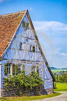 Medieval blue German traditional house