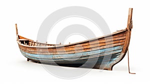 Medieval Blue Wooden Boat On White Background - Berndnaut Smilde Style