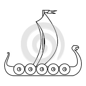 Medieval boat icon, outline style