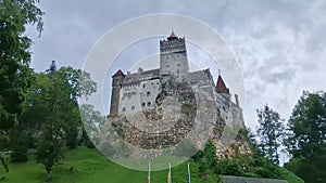 The medieval Bran fortress known as Dracula castle in Transylvania, Romania. Historical saxon style stronghold in the heart of Car