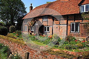 Medieval brick and timber cottage