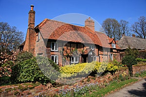 Medieval brick and timber cottage